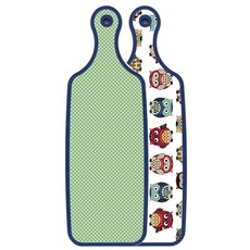 Loem Design 藍色版雙面砧板 可愛貓頭鷹, 綠色格紋, 1個