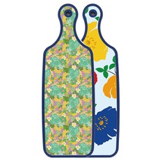 Roem Design 藍色版 雙面上菜砧板 菊花藍玉色, 藍綠色玫瑰藤蔓, 1個