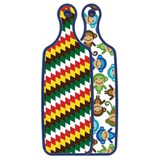 Roem Design 藍色版雙面砧板 猴子, 5色菱形圖案, 1個