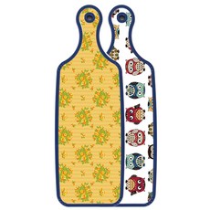 로엠디자인 블루에디션 양면 서빙 도마 Cute부엉이, 오렌지넝쿨로즈, 1개