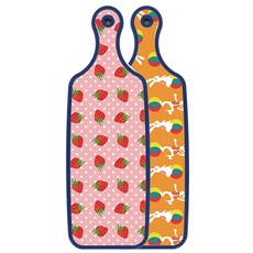 Roem Design 藍色版雙面砧板 兔子2, 粉紅草莓, 1個