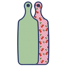 Roem Design 藍色版 雙面上菜砧板 粉紅櫻桃, 綠色格紋, 1個