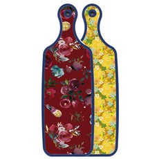 Roem Design Blue Edition 雙面上菜砧板 黃色玫瑰藤蔓, 紫紅色花朵圖案, 1個