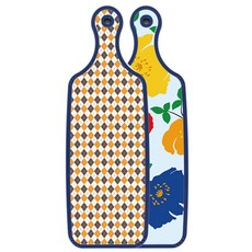 ROEM DESIGN 藍色版 雙面上菜砧板 菊花藍玉色, 英格蘭黃色格紋, 1個