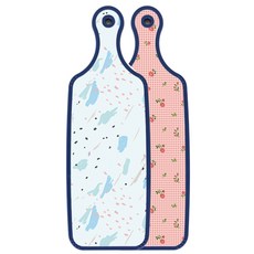 Roem Design Blue Edition 雙面砧板 粉紅花朵格紋, 國產玉色, 1個