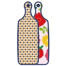 Roem Design 藍色版 雙面上菜砧板 菊花粉紅色, 英格蘭杏黃色格紋, 1個