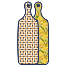 Roem Design Blue Edition 雙面上菜砧板 黃玫瑰藤蔓, 英倫風黃色格紋, 1個