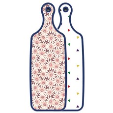 Roem Design Blue Edition 雙面託盤砧板 三角點, 紫色花朵圖案, 1個