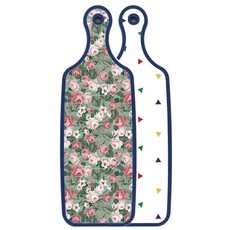 Roem Design Blue Edition 雙面托盤砧板 三角點圖案, 墨綠色花園花朵, 1個