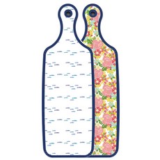 Roem Design 藍色版 雙面料理砧板 粉紅玫瑰藤蔓, 粉彩魚群, 1個