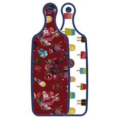Roem Design 藍色版 雙面託盤砧板 硬木, 紫色花卉圖案, 1個
