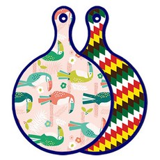 Roem Design Blue Edition 雙面圓形上菜砧板 八哥粉, 5色鑽石圖案, 1個