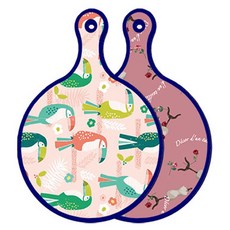 Loem Design 藍色版 雙面圓形上菜砧板 八哥粉紅, 紫色藝術夾, 1個