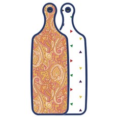 Roem Design Blue Edition 雙面托盤砧板 三角點圖案, 橘黃色線條藝術, 1個