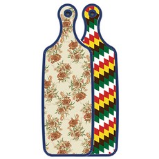 Roem Design 藍色版雙面上菜砧板 5色鑽石圖案, 杜木色花卉, 1個