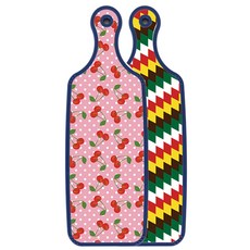 Roem Design 藍色版雙面上菜砧板 5色鑽石圖案, 粉紅櫻桃, 1個