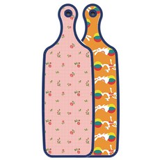 Roem Design Blue Edition 雙面備餐砧板 兔子2, 粉色花朵格紋, 1個