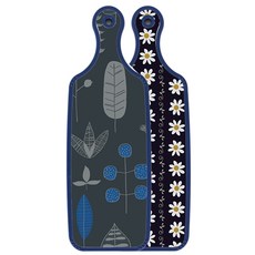 Roem Design Blue Edition 雙面上菜砧板 經典花卉, 深藍木紋線條, 1個