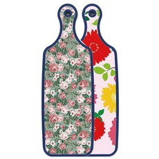 Roem Design 藍色版 雙面上菜砧板 菊花粉紅, 黑綠色花園花朵, 1個