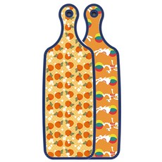 Roem Design 藍色版雙面砧板 兔子2, 橘子桃子, 1個