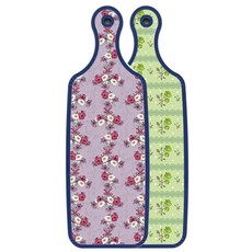 Roem Design 藍色版 雙麵麵包砧板 綠玫瑰, 碧藍色花朵, 1個