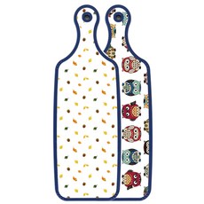 Loem Design 藍色版雙面砧板 可愛貓頭鷹, 橡果白色, 1個