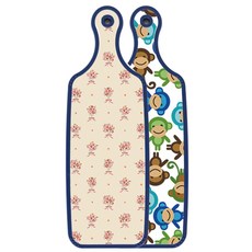 로엠디자인 블루에디션 양면서빙도마 원숭이, 담황색꽃다발, 1개