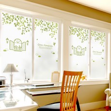 제제데코 무점착 칼라안개 창문 유리 시트지, 그린 로맨스01