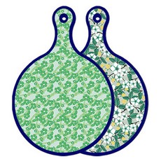 Roem Design Blue Edition 雙面設計圓形上菜砧板 綠色鳳仙花, 花卉灰色, 1個