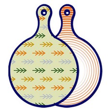 Roem Design Blue Edition 雙面設計圓形上菜砧板 松木梔子色, 白菜紋路橘色, 1個