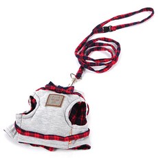 ZEZEPET 蝴蝶結格紋胸背帶 + 牽繩套組 S, Y499PCBH002, 1套