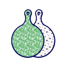 Roem Design Blue Edition 雙面圓形上菜砧板 綠色鳳仙花, 藍莓, 1個