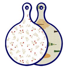 Roem Design 藍色版雙面圓形上菜砧板 長短色花苨, 森林圖案2, 1個