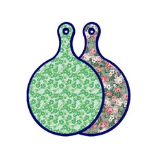 Roem Design 藍色版 雙面圓形上菜砧板 綠色鳳仙花, 黑綠色花園花朵, 1個