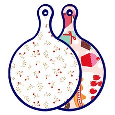 Roem Design 藍色版雙面圓形上菜砧板 長短色花苨, 小甜甜圈, 1個