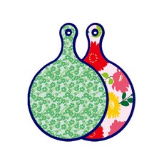 Roem Design Blue Edition 雙面圓形上菜砧板 綠色鳳仙花, 菊花粉紅粉色, 1個