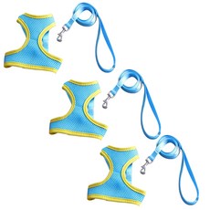 에이프릴16 반려동물 컬러 매쉬 하네스SET S, 블루, 3세트