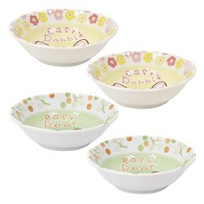 印花兒童碗組 13.5cm 小熊 2入+兔子 2入, 混色, 1組