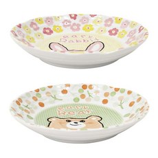 印花兒童餐盤 小熊+兔子, 混色, 1組