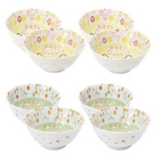 兔子印花兒童碗 4入+熊印花兒童碗 4入, 混色