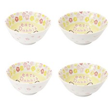 兔子印花兒童碗 4入, 混色