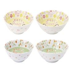 兔子印花兒童碗 2入+熊印花兒童碗 2入, 混色
