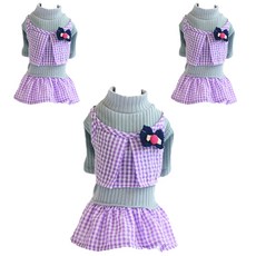 댕댕이 반려동물 체크 스웨터 스커트 3p, 라이트그린