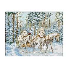 ZKF十字繡DIY組合 駛過雪原的馬車, 混色, 1套