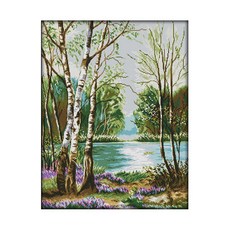 ZKF十字繡DIY套組湖光山色, 混色, 1套