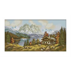 ZKF 十字繡 DIY 套組鄉村風光, 混色, 1套