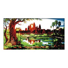 ZKF 十字繡 DIY 套組吳哥窟日出, 混色, 1套