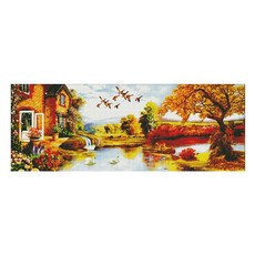 ZKF 十字繡DIY套組 金色風景, 混合顏色, 1套