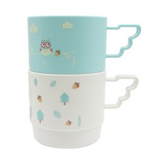 르번 국산 아동용 부엉이 손잡이컵 2p, 혼합 색상, 2개