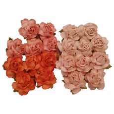 cottage roses 페이퍼 블라섬 25mm, saa078(mixed peach, orange), 1세트